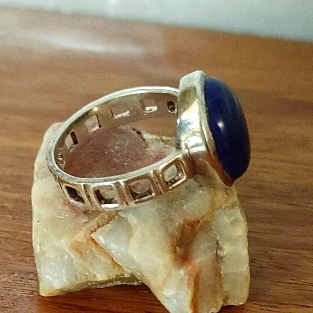 Lapis Lazuli Cabochon in Sterling Ring Size 8.75